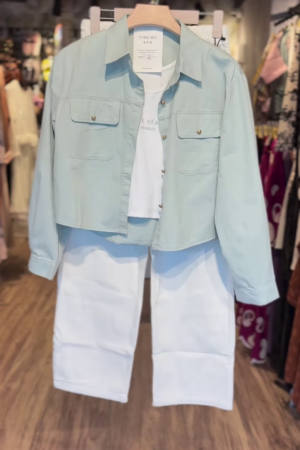 💙 Minimalist Chic – Pastel Jacket Set 💙