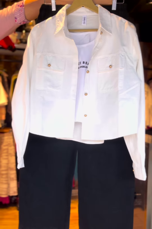 Monochrome Street Style Co-Ord Set Shirt, Tee & Wide-Leg Pants (3-Piece Set)