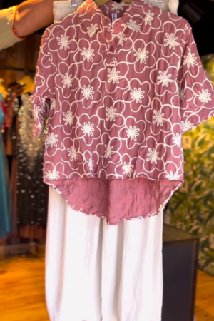 Mauve Blossom Floral High-Low Co-Ord Set (2-Piece)