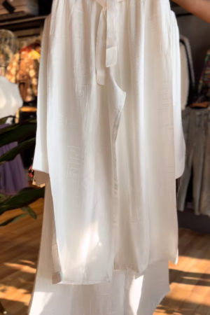 Ivory Ease: High-Low Layered Palazzo Pants