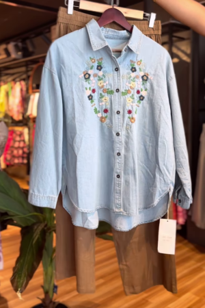 Denim Meadow: Embroidered Daydream Set
