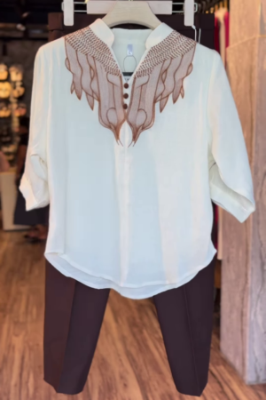 Ember Thread: Embroidered Tunic & Tapered Trouser Set