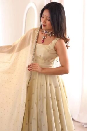 Ethereal Ivory Hand-Embroidered Anarkali Set