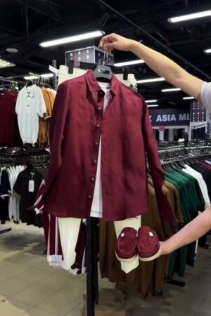 Modern Maroon & White Layered Shirt Set – Available in Maroon & White