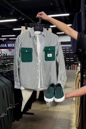 Urban Chic Striped Button-Down Shirt and Trouser Ensemble