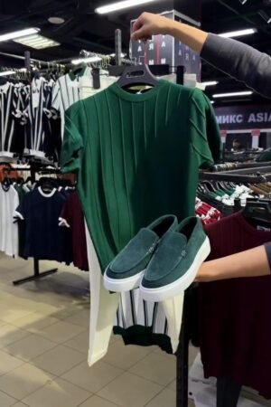 Emerald Green Ribbed Knit Co-ord Set with Matching Suede Loafers – Available in Emerald Green & Burgundy