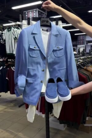 Urban Sophisticate Modern Blazer & Trouser Set – Available in Sky Blue, Tan & Obsidian Black