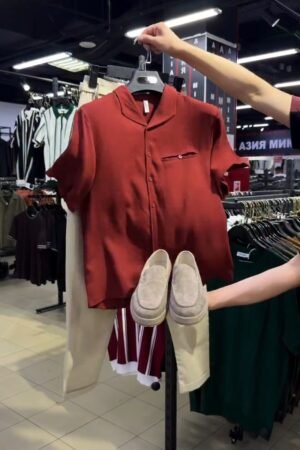 Rustic Earth Short-Sleeved Casual Co-ord Set – Available in Terracotta & Beige Tones