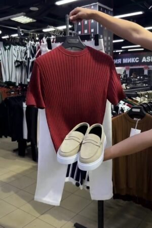 Minimalist Ribbed Knit Ensemble – Available in Burgundy, White, & Navy