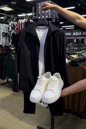Contemporary Minimalist Layered Black & White Ensemble – Available in Black & Neutral Tones