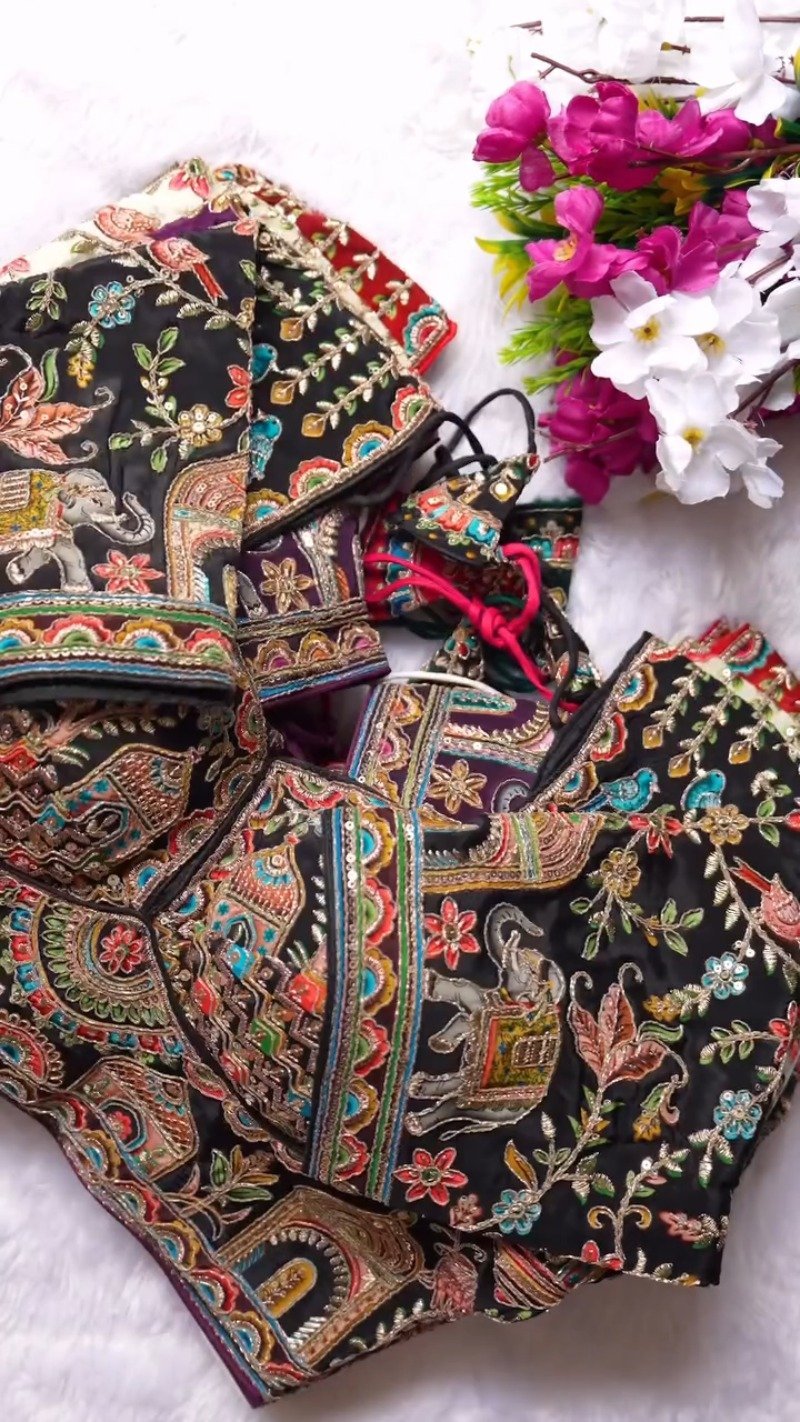 Ornate Zardosi & Bird Motif Embellished Designer Blouse β Exclusive Orange Artisan Collection - Image 9