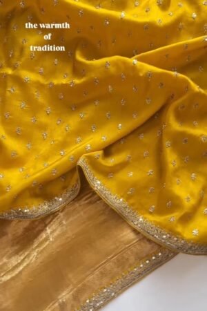 Sun-Kissed Gota Patti Organza Saree – A Masterpiece of Traditional Grace