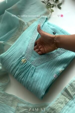 Aura Turquoise Embellished Summer Kurta Set