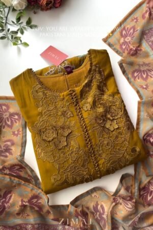 Timeless Pakistani-Inspired Embroidered Kurta Set – Available in Mustard & Black