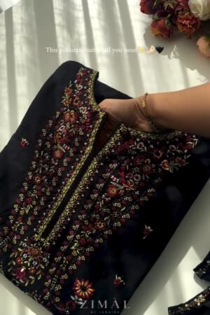 Midnight Noir Embroidered Ethnic Kurta Set