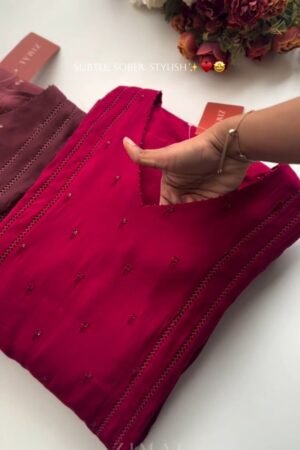 Zimal Midnight Ruby & Merlot Hand-Embellished Kurta Set – Available in Ruby Red & Deep Merlot