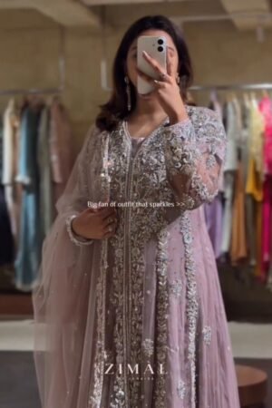 Enchanting Mauve Embellished Anarkali & Jacket Ensemble – Occasion Wear