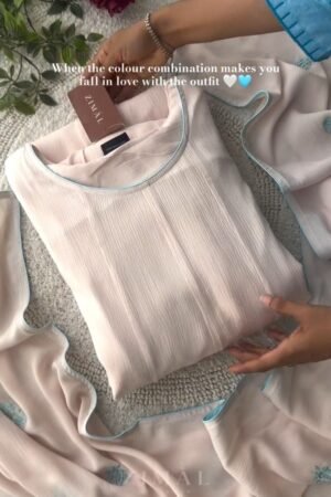 Ethereal Blush & Azure Embellished Kurta Set
