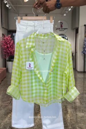 Candy Crush Gingham Co-ord Set – Available in Lime, Pink, Sky Blue, and Lemon Yellow