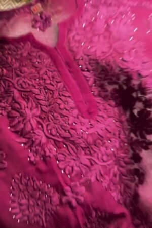 Chikankari Inspired Embroidered Georgette Kurta – Available in Magenta, Rust & Black