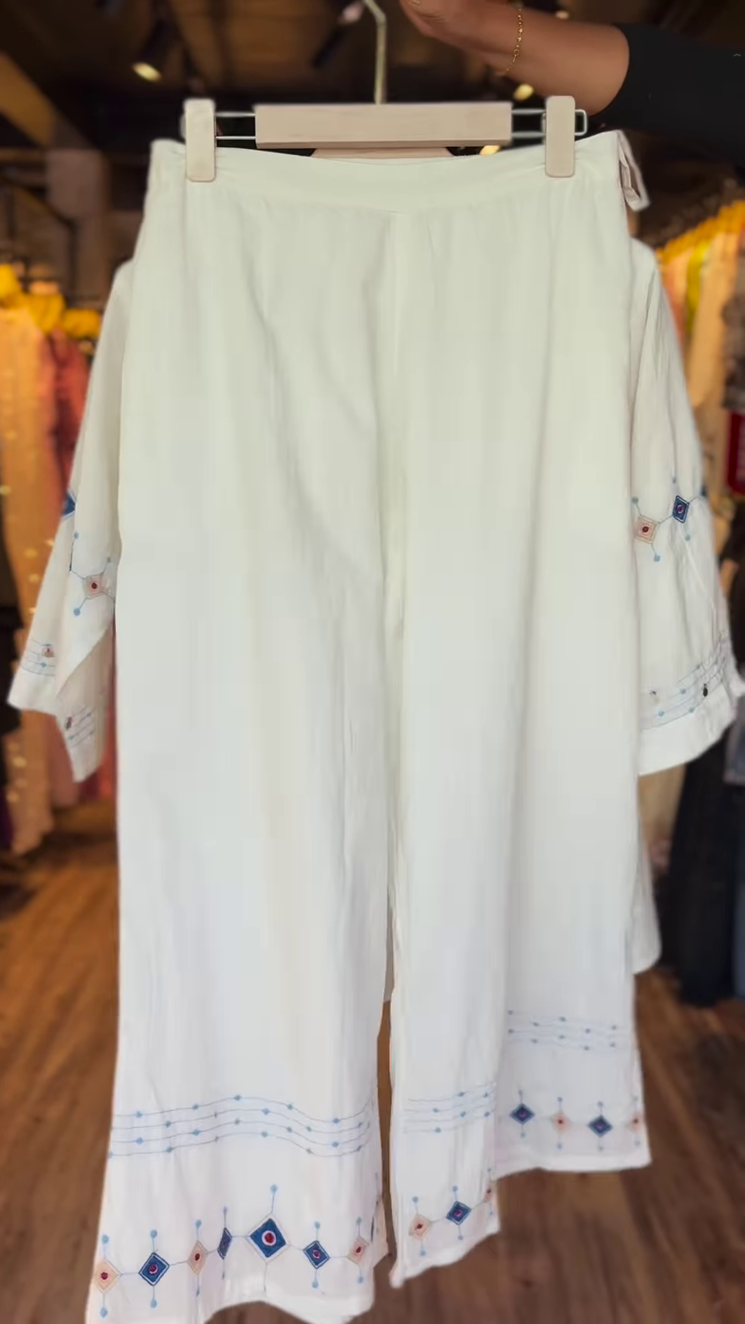 Ivory Mirage Hand-Embroidered Cotton Co-ord Set - Image 2