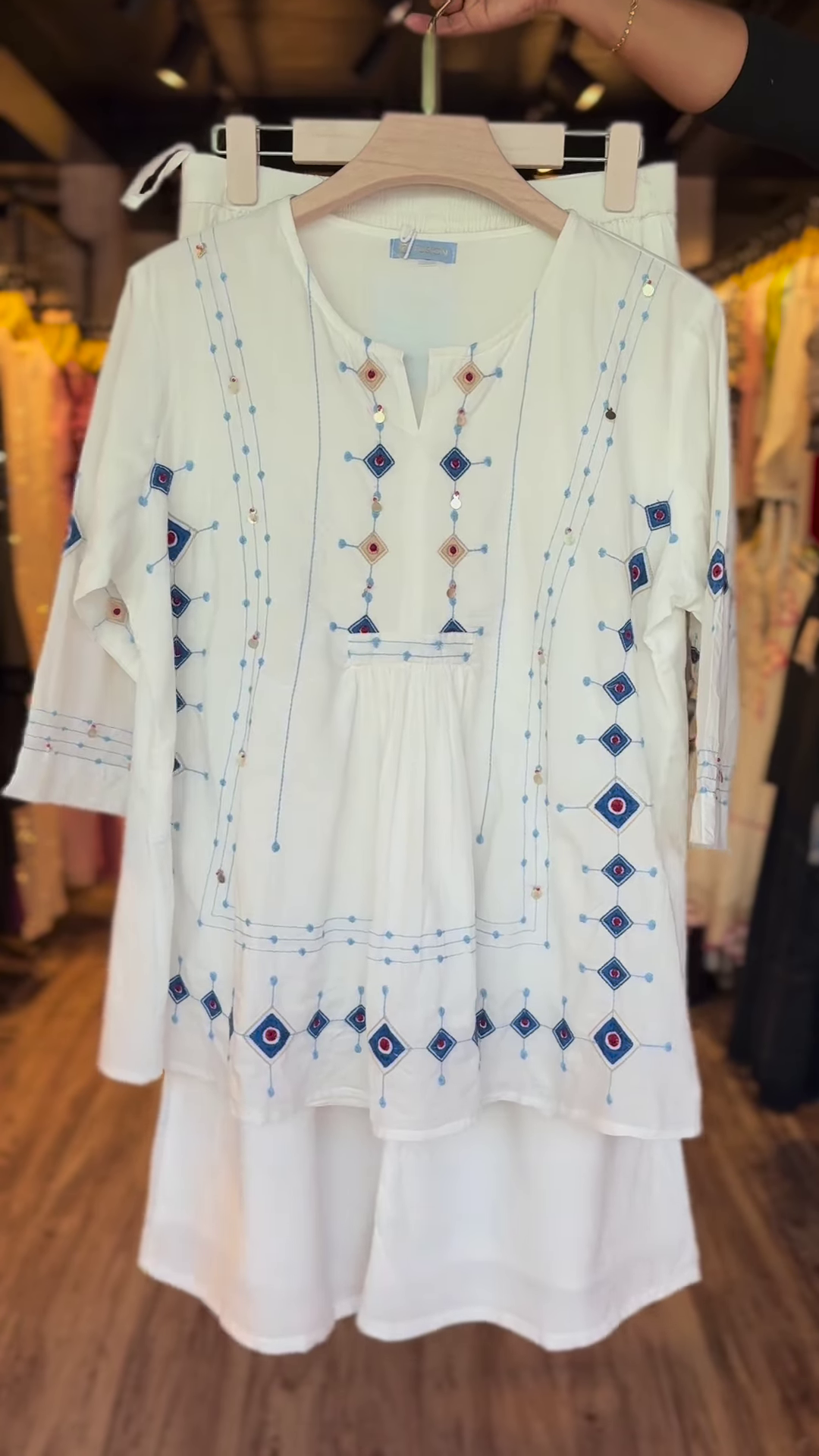 Ivory Mirage Hand-Embroidered Cotton Co-ord Set