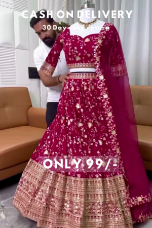 Wine Royalty: Intricately Embroidered Floral Lehenga Choli Set