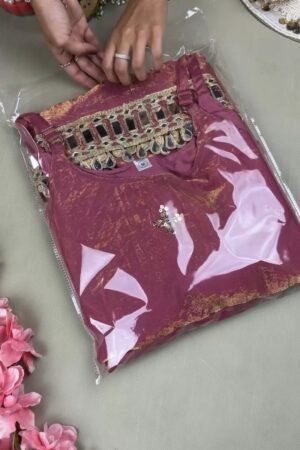 Enchanting Mauve Shimmer Embroidered Kurta with Mirror Work Detailing