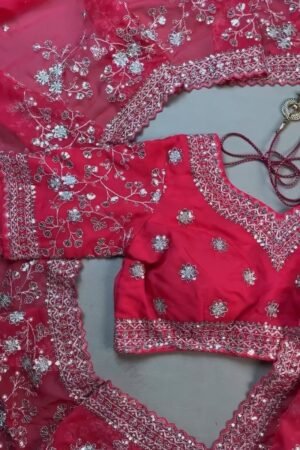 Radiant Rose Fuchsia Sequin Embroidered Saree & Blouse Set