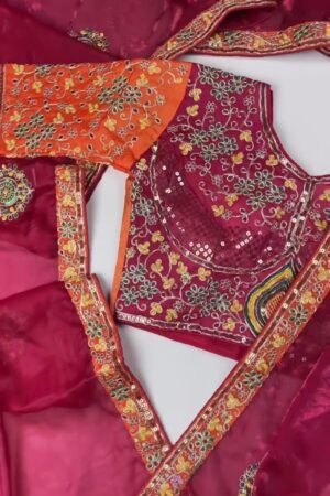 Opulent Hand-Embroidered Sequin Work Saree & Blouse Ensemble – Available in Midnight Blue, Royal Purple, Forest Green, Magenta & Deep Maroon