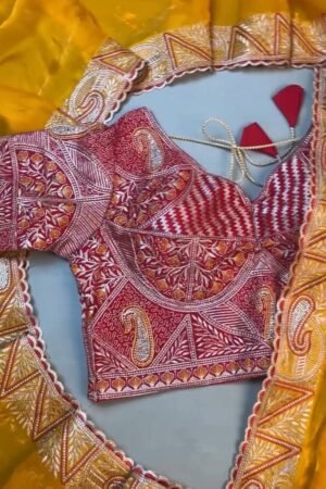 Radiant Hand-Embroidered Zardosi Saree and Blouse Set – Available in Vibrant Yellow & Classic Red