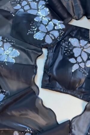 Midnight Bloom Sequin-Embellished Saree Set