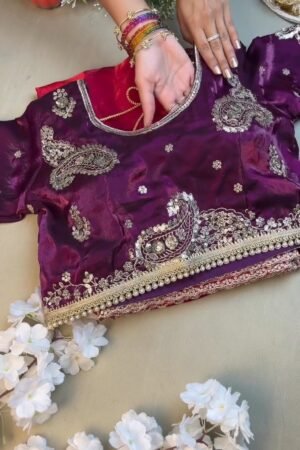 Royal Purple & Berry Pink Artisan Embroidered Saree Ensemble – Available in Purple & Pink