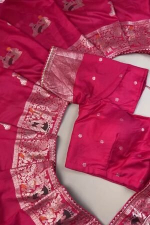 Royal Rani Pink Banarasi Silk Saree with Traditional Figural Weaving