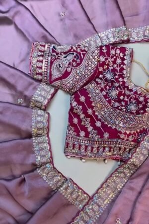 Enchanting Mauve & Royal Burgundy Embellished Saree Set