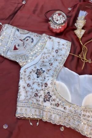 Opulent Ivory & Maroon Hand-Embroidered Sequin Saree Set – Available in Ivory & Deep Maroon