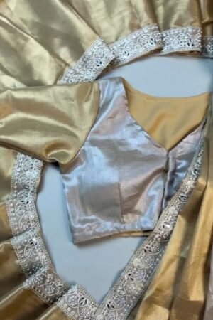 Opulent Gilded Silk & Metallic Shimmer Ethnic Ensemble – Available in Gold & Silver-Gold