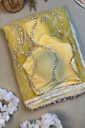 Sun-Kissed Radiance Sequin Embroidered Net Saree Set