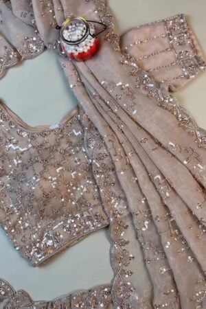 Opulent Champagne Sequin Embroidered Ethnic Ensemble