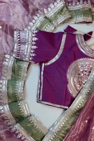 Royal Plum & Sage Green Embellished Sequined Suit Set – Available in Plum & Sage Green