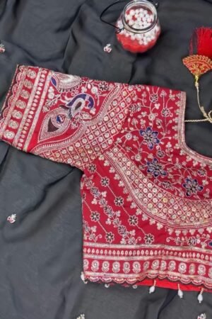 Royal Crimson Zardosi Embroidered Designer Blouse
