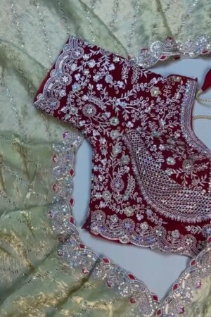 Royal Velvet & Shimmer Organza Ethnic Set with Intricate Sequins Embroidery