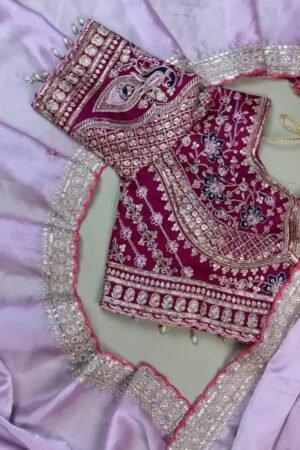 Royal Magenta & Pastel Lavender Embellished Silk Saree Set – Available in Magenta & Lavender