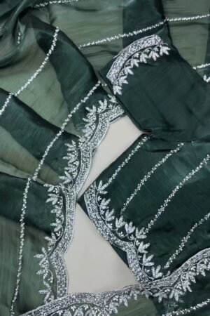 Midnight Emerald Shimmer Embellished Kurta Set