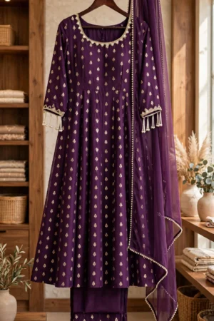 Aurelia Gold & Royal Purple Gota Patti Kurta Set – Available in Mustard Yellow & Royal Purple