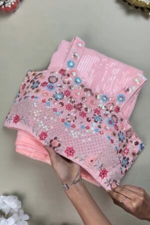 Enchanting Pastel Sequin Embellished Co-ord Set – Available in Baby Pink & Champagne Gold