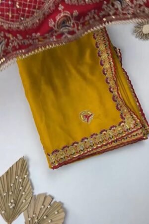 Sunshine Radiance Embroidered Saree with Heavily Embellished Blouse – Available in Radiant Yellow & Deep Red
