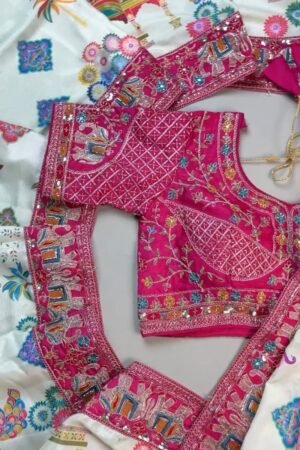 Royal Elephant Motif Embroidered Saree with Heavily Embellished Blouse