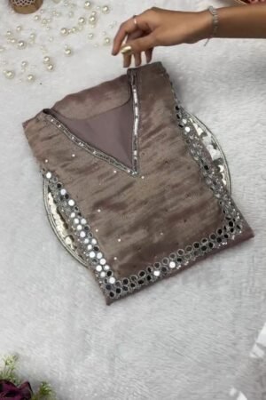 Rosewood Shimmer Mirror-Work Kurta Set